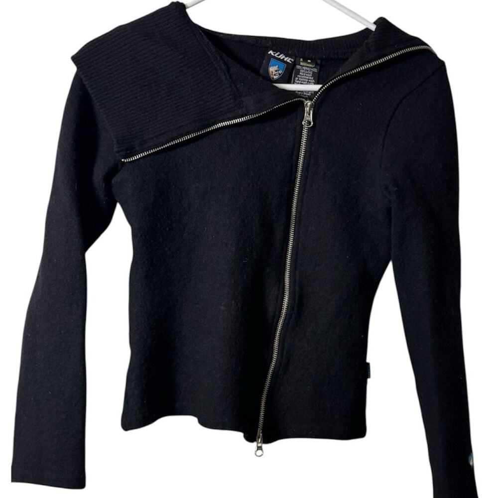 KÜHL Merino Wool Asymmetrical Zip Sweater Jacket Women S Black Outdoor - Picture 2 of 7